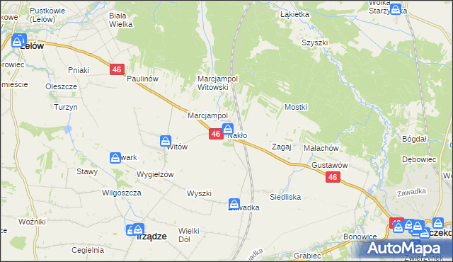 mapa Nakło gmina Lelów, Nakło gmina Lelów na mapie Targeo