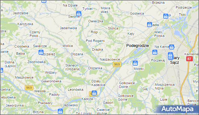 mapa Naszacowice, Naszacowice na mapie Targeo