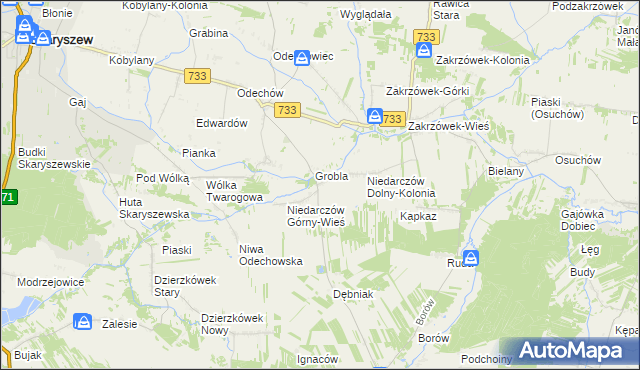 mapa Niedarczów Górny-Kolonia, Niedarczów Górny-Kolonia na mapie Targeo