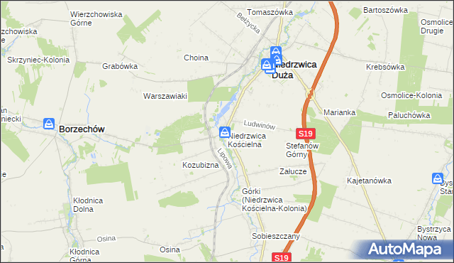 mapa Niedrzwica Kościelna, Niedrzwica Kościelna na mapie Targeo