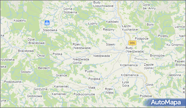 mapa Niedźwiada gmina Ropczyce, Niedźwiada gmina Ropczyce na mapie Targeo