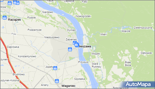 mapa Nieszawa powiat aleksandrowski, Nieszawa powiat aleksandrowski na mapie Targeo