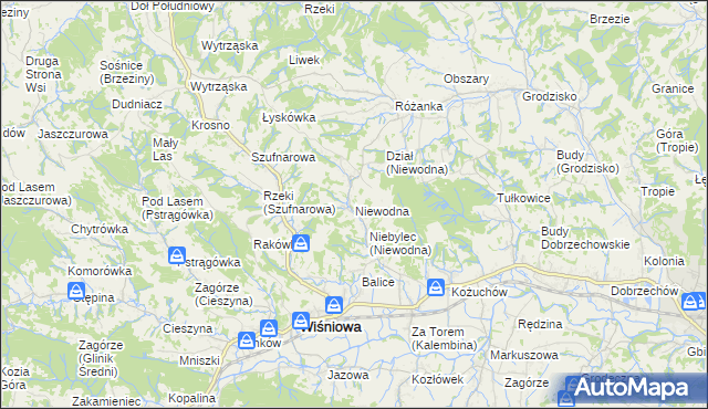 mapa Niewodna, Niewodna na mapie Targeo