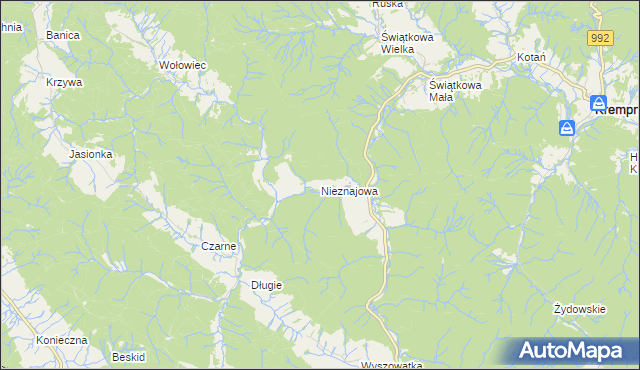 mapa Nieznajowa, Nieznajowa na mapie Targeo