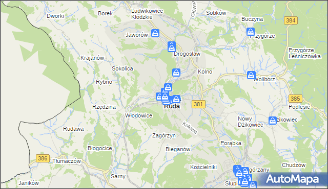 mapa Nowa Ruda powiat kłodzki, Nowa Ruda powiat kłodzki na mapie Targeo