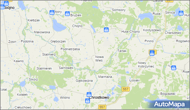 mapa Nowa Wieś gmina Chrostkowo, Nowa Wieś gmina Chrostkowo na mapie Targeo