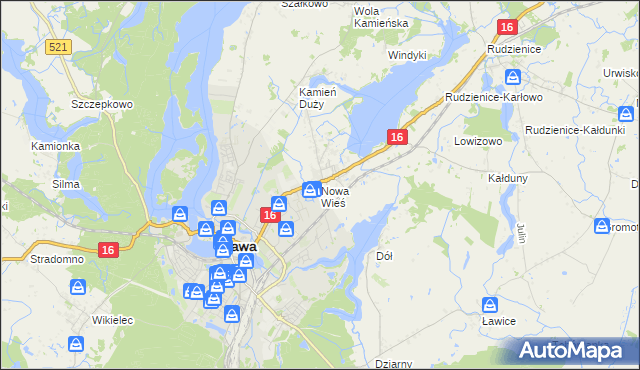 mapa Nowa Wieś gmina Iława, Nowa Wieś gmina Iława na mapie Targeo