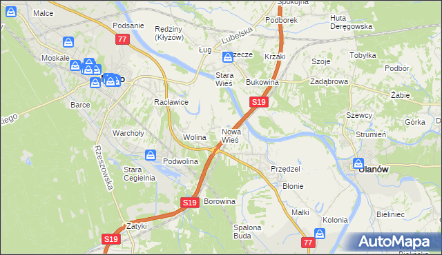 mapa Nowa Wieś gmina Nisko, Nowa Wieś gmina Nisko na mapie Targeo
