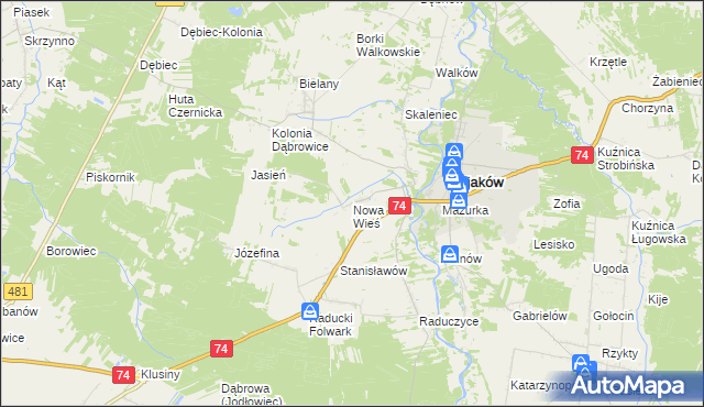 mapa Nowa Wieś gmina Osjaków, Nowa Wieś gmina Osjaków na mapie Targeo