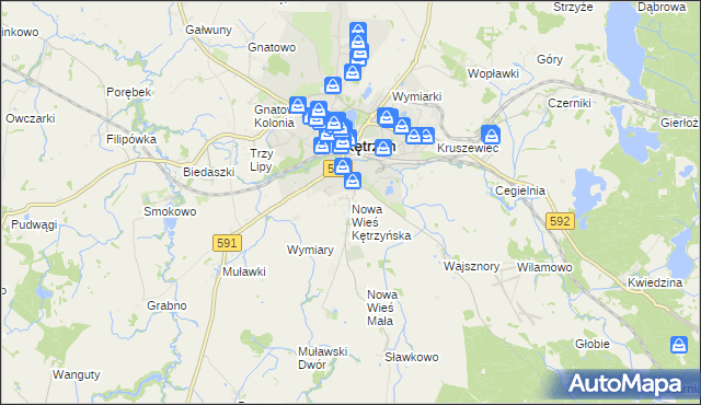 mapa Nowa Wieś Kętrzyńska, Nowa Wieś Kętrzyńska na mapie Targeo