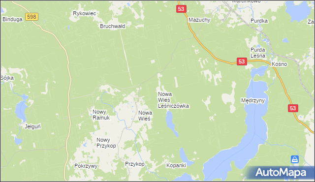 mapa Nowa Wieś Leśniczówka, Nowa Wieś Leśniczówka na mapie Targeo