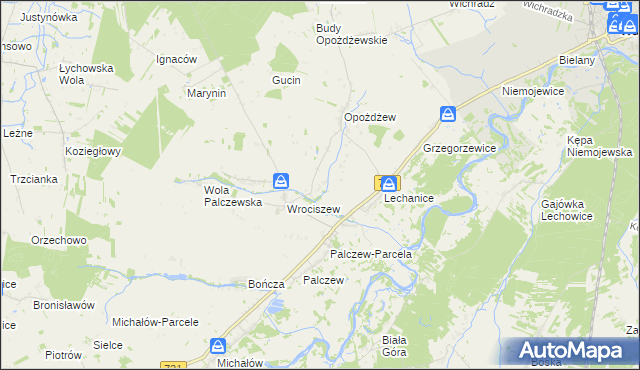 mapa Nowe Biskupice gmina Warka, Nowe Biskupice gmina Warka na mapie Targeo