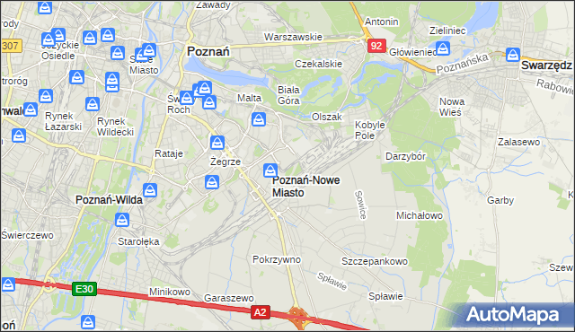 mapa Nowe Miasto gmina Poznań, Nowe Miasto gmina Poznań na mapie Targeo