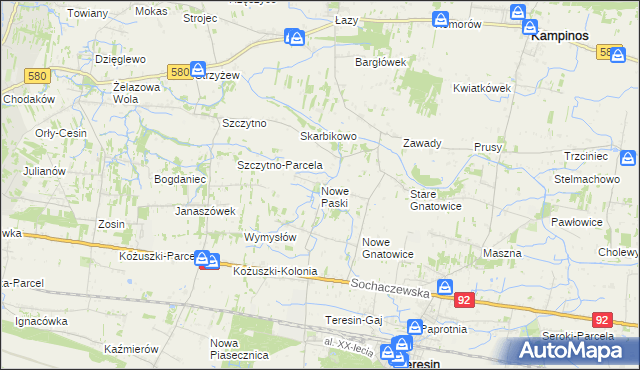 mapa Nowe Paski, Nowe Paski na mapie Targeo