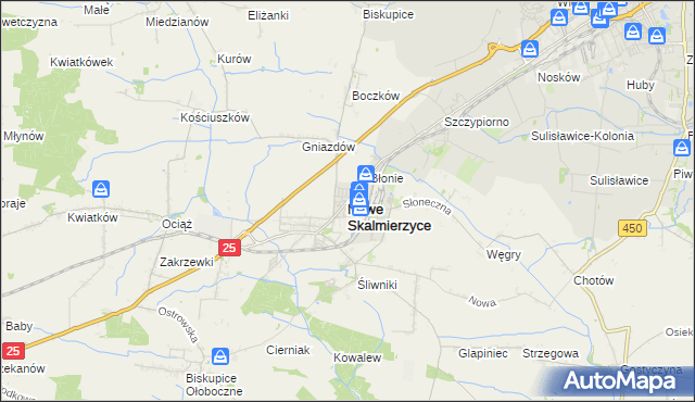 mapa Nowe Skalmierzyce, Nowe Skalmierzyce na mapie Targeo