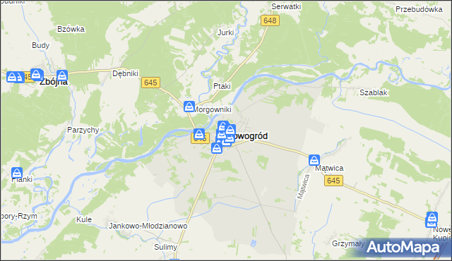 mapa Nowogród powiat łomżyński, Nowogród powiat łomżyński na mapie Targeo
