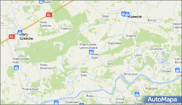 mapa Nowy Sielc gmina Rzewnie, Nowy Sielc gmina Rzewnie na mapie Targeo