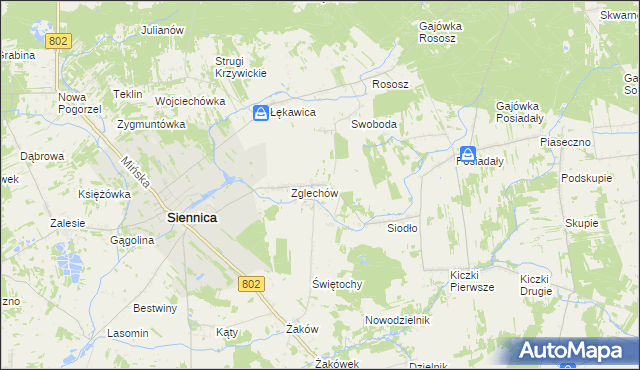 mapa Nowy Zglechów, Nowy Zglechów na mapie Targeo