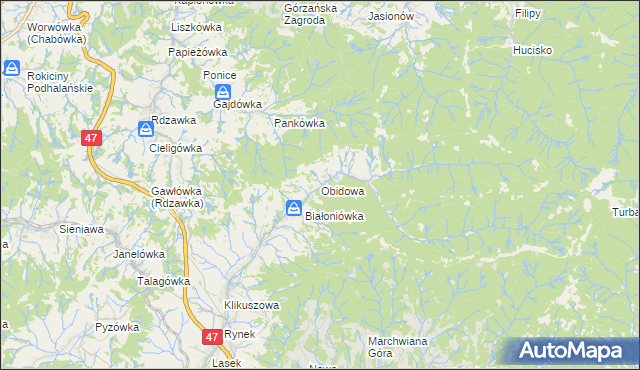 mapa Obidowa, Obidowa na mapie Targeo