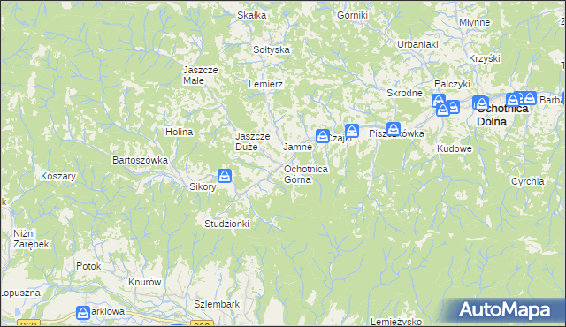 mapa Ochotnica Górna, Ochotnica Górna na mapie Targeo
