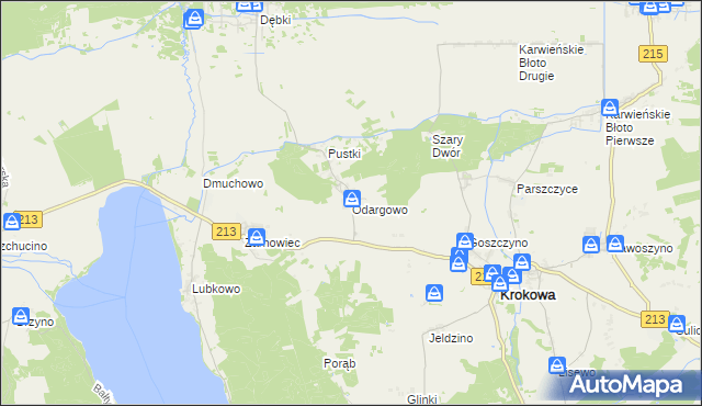 mapa Odargowo gmina Krokowa, Odargowo gmina Krokowa na mapie Targeo