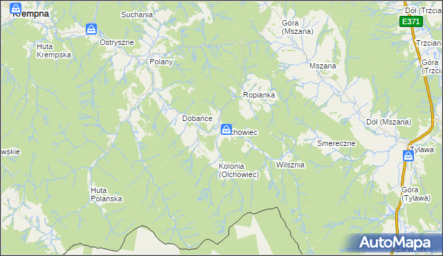 mapa Olchowiec gmina Dukla, Olchowiec gmina Dukla na mapie Targeo