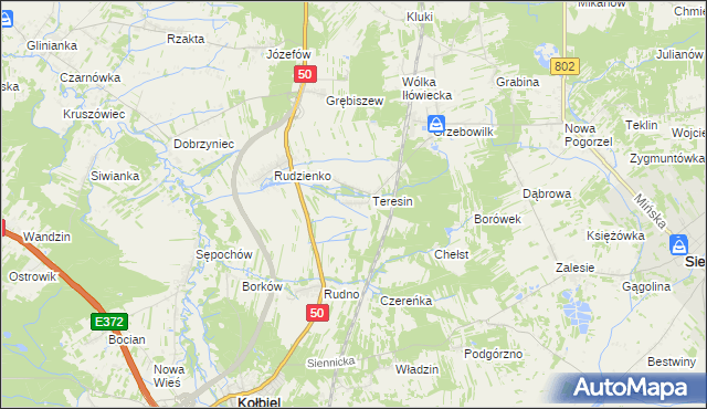 mapa Oleksin gmina Kołbiel, Oleksin gmina Kołbiel na mapie Targeo