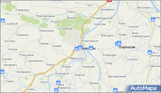 mapa Opatowiec powiat kazimierski, Opatowiec powiat kazimierski na mapie Targeo