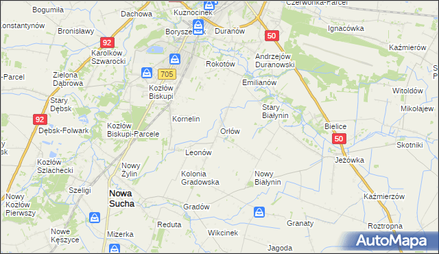 mapa Orłów gmina Nowa Sucha, Orłów gmina Nowa Sucha na mapie Targeo