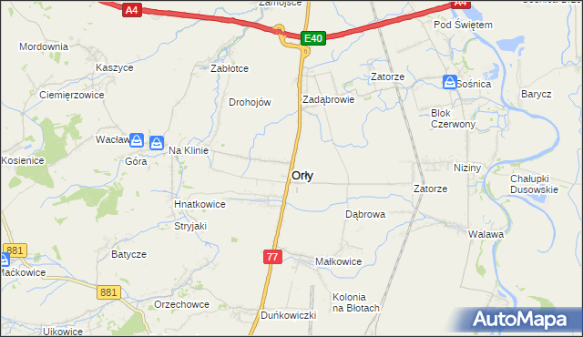 mapa Orły powiat przemyski, Orły powiat przemyski na mapie Targeo