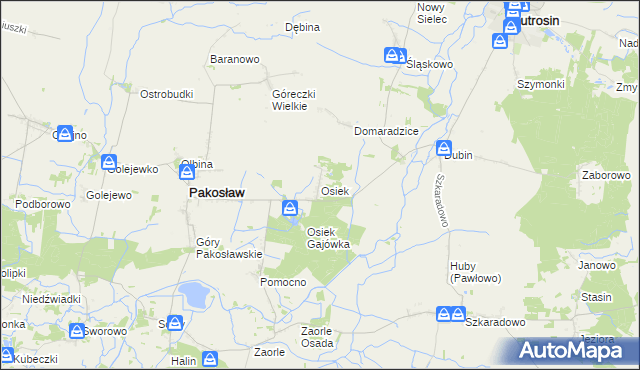mapa Osiek gmina Pakosław, Osiek gmina Pakosław na mapie Targeo