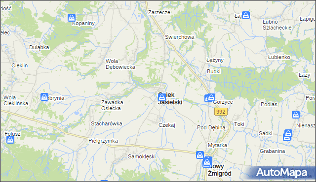 mapa Osiek Jasielski, Osiek Jasielski na mapie Targeo