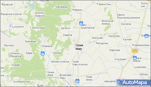 mapa Osiek Mały powiat kolski, Osiek Mały powiat kolski na mapie Targeo