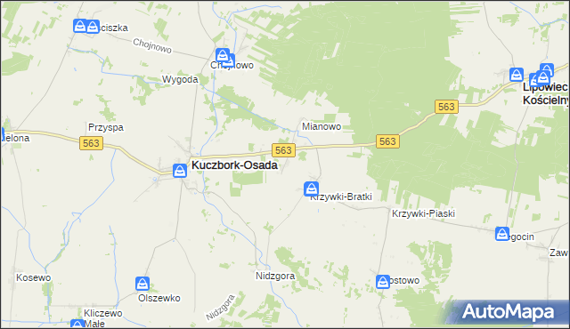 mapa Osowa gmina Kuczbork-Osada, Osowa gmina Kuczbork-Osada na mapie Targeo