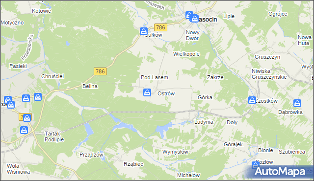 mapa Ostrów gmina Krasocin, Ostrów gmina Krasocin na mapie Targeo