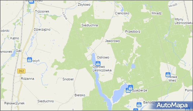 mapa Ostrowo gmina Strzelno, Ostrowo gmina Strzelno na mapie Targeo