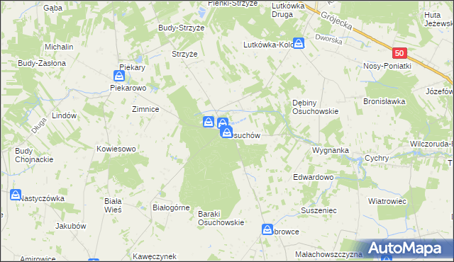 mapa Osuchów gmina Mszczonów, Osuchów gmina Mszczonów na mapie Targeo