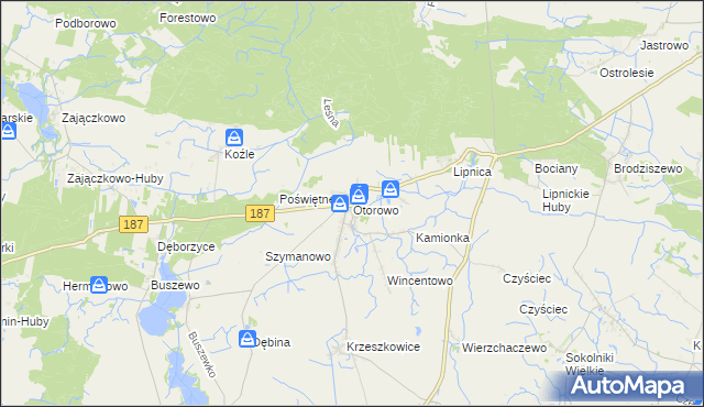 mapa Otorowo gmina Szamotuły, Otorowo gmina Szamotuły na mapie Targeo