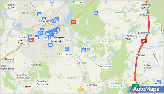 mapa Owidz, Owidz na mapie Targeo