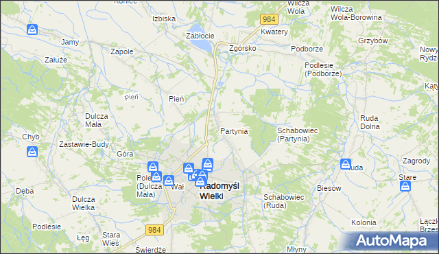 mapa Partynia, Partynia na mapie Targeo