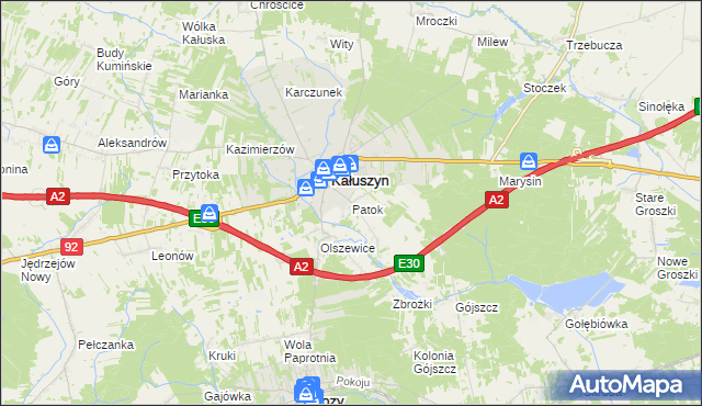 mapa Patok gmina Kałuszyn, Patok gmina Kałuszyn na mapie Targeo