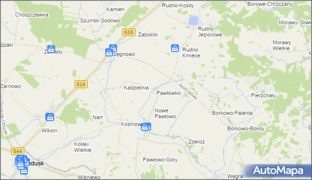 mapa Pawłówko gmina Czernice Borowe, Pawłówko gmina Czernice Borowe na mapie Targeo