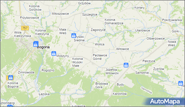 mapa Pęcławice Górne, Pęcławice Górne na mapie Targeo