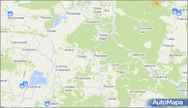 mapa Pękowiec, Pękowiec na mapie Targeo