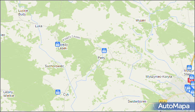 mapa Pełty gmina Myszyniec, Pełty gmina Myszyniec na mapie Targeo