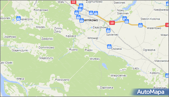 mapa Piaski gmina Czernikowo, Piaski gmina Czernikowo na mapie Targeo