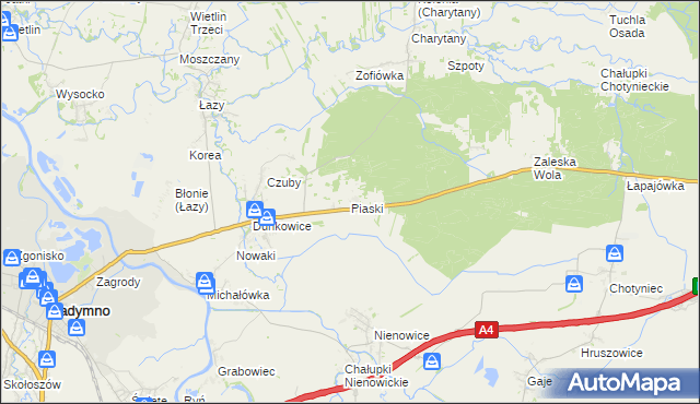 mapa Piaski gmina Radymno, Piaski gmina Radymno na mapie Targeo