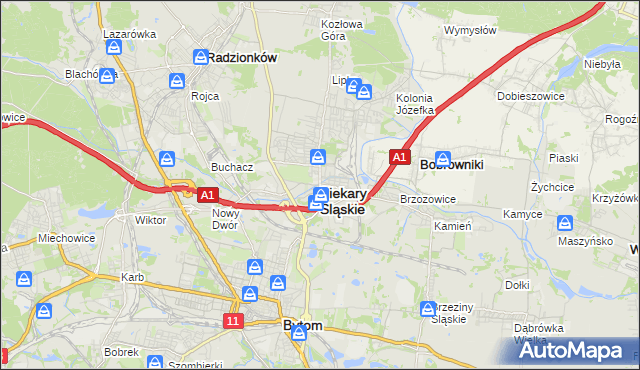 mapa Piekary Śląskie, Piekary Śląskie na mapie Targeo