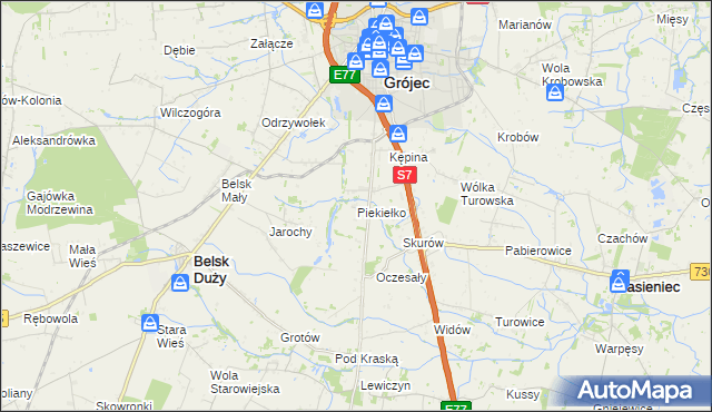 mapa Piekiełko gmina Grójec, Piekiełko gmina Grójec na mapie Targeo