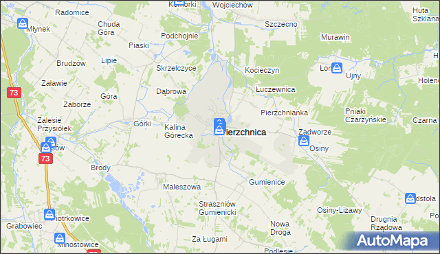 mapa Pierzchnica powiat kielecki, Pierzchnica powiat kielecki na mapie Targeo